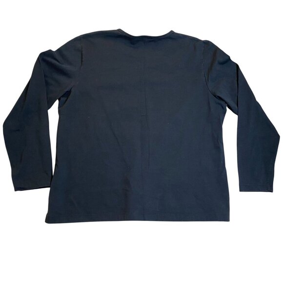 Lands End Women's Shirt XL 18-20 Black Long Sleeve Cotton Regular - Picture 2 of 8